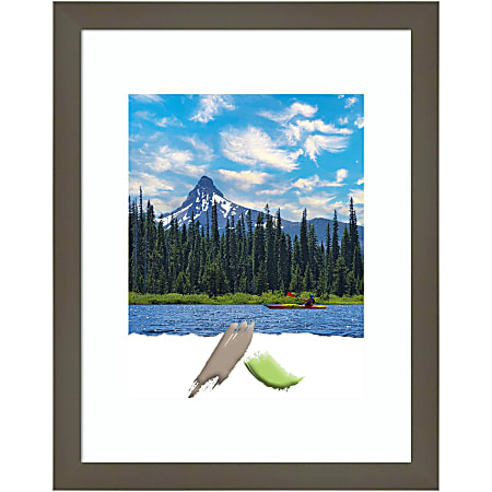 Amanti Art Rectangular Wood Picture Frame, 12” x 15" With Mat, Svelte Clay Gray