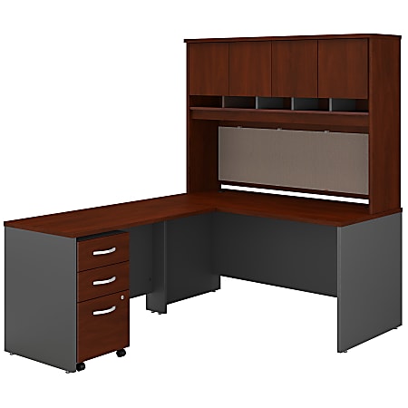 Bush Business Furniture Series C Components 60"W L-Shaped Corner Desk With Hutch And Mobile File Cabinet, Hansen Cherry, Standard Delivery