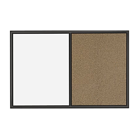 Quartet® Non-Magnetic Melamine Dry-Erase/Bulletin Board, 24" x 36", Black Wood Frame