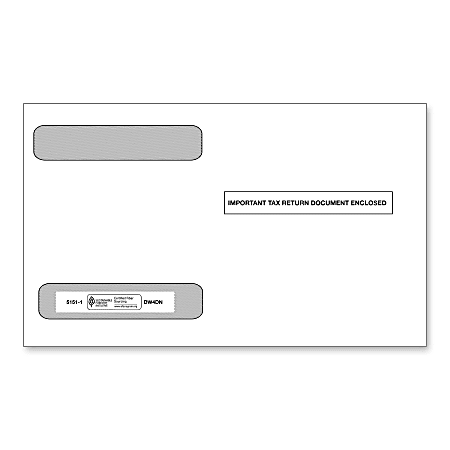 ComplyRight Double-Window Envelopes For 4-Up Box M-Style W-2 Form 5218 Tax Forms, 5 5/8" x 9", White, Pack Of 100