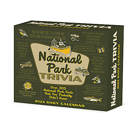 2025 Willow Creek Press Daily Desk Box Calendar, 5-1/2” x 6-1/4", National Park Trivia, January to December 2025, 47293