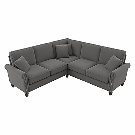 Bush® Furniture Coventry 87"W L-Shaped Sectional Couch, French Gray Herringbone, Standard Delivery