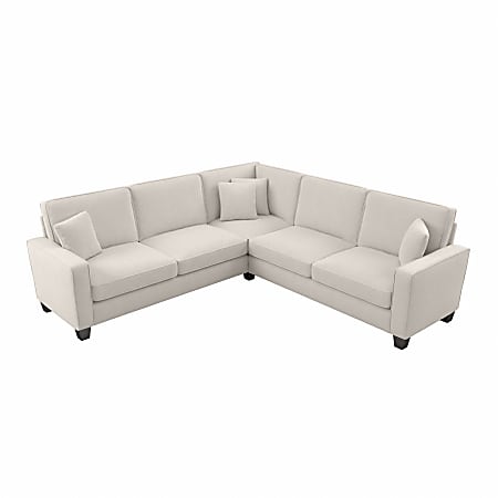 Bush® Furniture Stockton 99"W L-Shaped Sectional Couch, Light Beige Microsuede Fabric, Standard Delivery