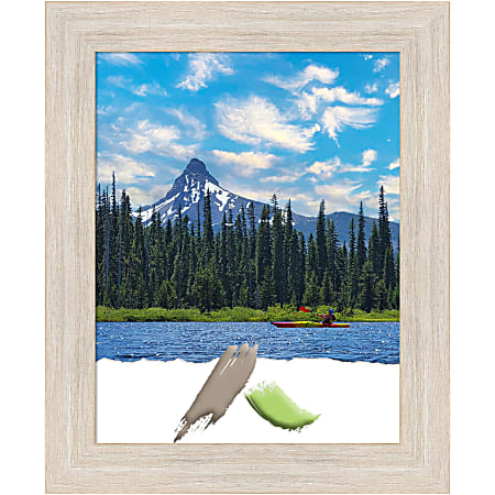 Amanti Art Hardwood Whitewash Picture Frame, 14" x 17", Matted For 11" x 14"