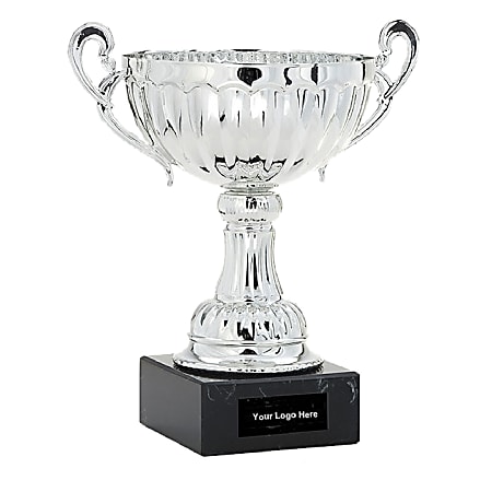 Dual Scrolled Trophy,9 3/4"H x 10"W x 6 1/4"D, Black/Silver