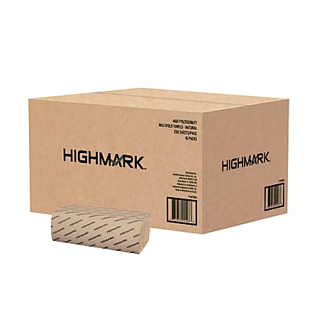 Highmark® Multi-Fold 1-Ply Paper Towels, 100% Recycled, Natural, 250 Sheets Per Pack, Case Of 16 Packs