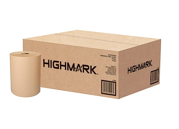 Highmark® ECO Hardwound 1-Ply Paper Towels, 100% Recycled, Natural, 350' Per Roll, Case Of 12 Rolls