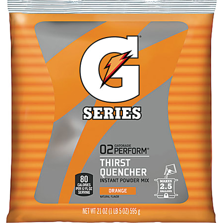 Gatorade Thirst Quencher Powder Mix, Orange Flavor, 21 Oz, Carton Of 32 Pouches