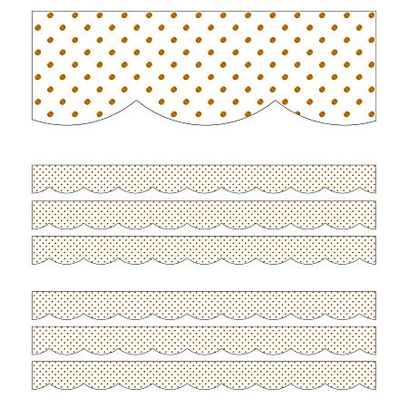 Carson Dellosa Education Scalloped Border, Schoolgirl Style Simply Boho White With Gold Dots, 39' Per Pack, Set Of 6 Packs