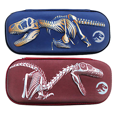 Inkology Jurassic World Pencil Cases, 9”H x 4”W x 2”D, Assorted Designs, Pack Of 8 Pencil Cases