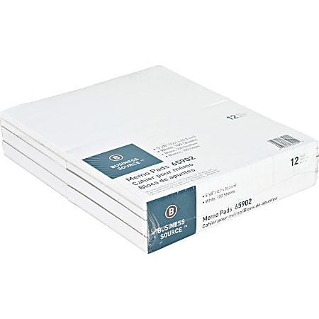 Business Source Plain Memo Pads - 100 Sheets - Plain - Glue - 16 lb Basis Weight - 5 Business Source Plain Memo Pads - 100 Sheets - Plain - Glue - 16 lb Basis Weight - 5