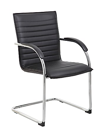 Boss Office Products Ribbed Side Chairs, Black, Set Of 2