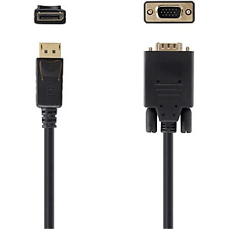 Belkin Displayport to VGA Cable - 10 ft DisplayPort/VGA Video Cable for Video Device, TV, Monitor, Projector - First End: 1 x DisplayPort Male Digital Audio/Video - Second End: 1 x HD-15 Male VGA - Black