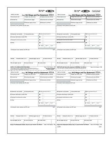 ComplyRight Tax Forms, W-2, Inkjet/Laser, Employee, Copy B, C, 2 And Extra Local City, 4-Up, 8 1/2" x 11", Pack Of 2,000 Forms