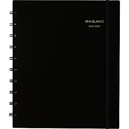 2023-2024 AT-A-GLANCE® Move-A-Page Academic Weekly/Monthly Appointment Book Planner, 9" x 11", Black, July 2023 To June 2024, 70957E05