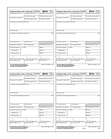 ComplyRight Tax Forms, W-2, Laser, Employer, Blank, Copy 1, 4-Up, 8 1/2" x 11", Pack Of 2,000