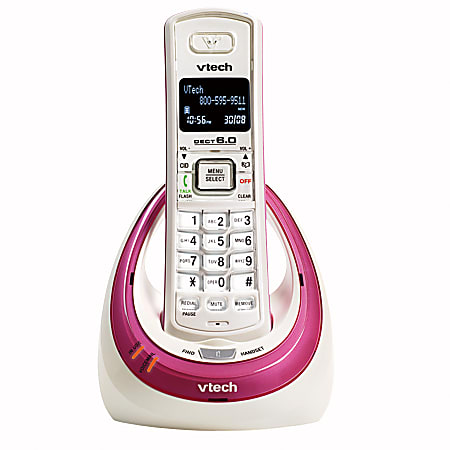 VTech® LS6117 DECT 6.0 Digital Cordless Phone, White/Pink