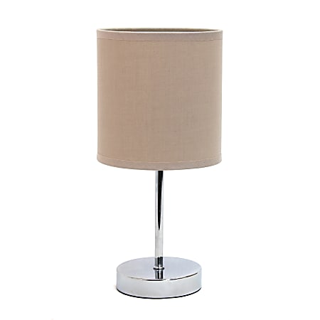 Creekwood Home Nauru Petite Metal Stick Table Lamp, 11-7/8"H, Gray Shade/Chrome Base