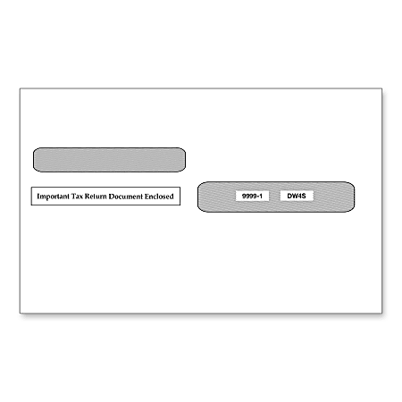 ComplyRight Double-Window Envelopes For 4-Up Box Style W-2 Tax Forms 5205, 5205A And 5209, Moisture/Gum Seal, 5 5/8" x 9", White, Pack Of 100