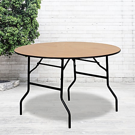 Flash Furniture Round Wood Folding Banquet Table, 30-1/4"H