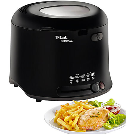 T Fal Compact Deep Fryer 1.69 quart Oil 2.20 lb Food Black Office Depot
