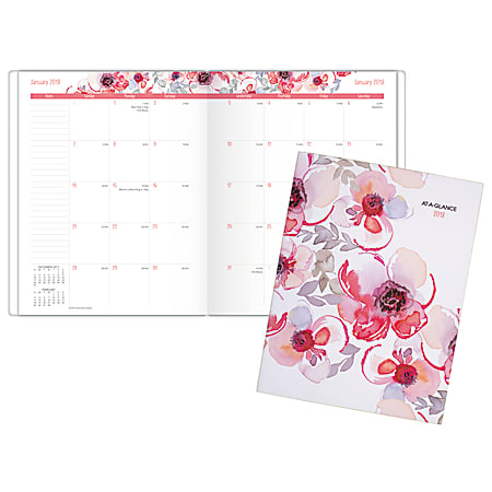 AT-A-GLANCE® Kathy Davis® Stapled Monthly Planner, 8 1/2" x 11", Pink/Gray, January to December 2018 (1035F-091-18)