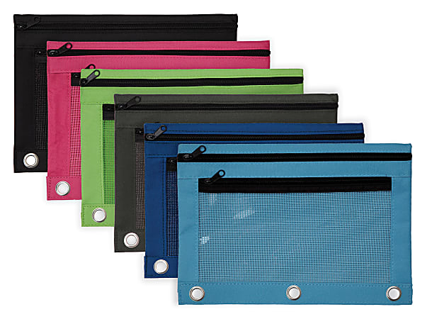 Office Depot® Brand Pencil Pouch With Mesh Window, 7" x 9 3/4", Assorted Colors