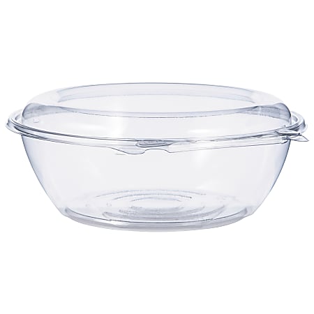 Dart® SafeSeal™ Tamper-Resistant/Tamper-Evident Bowls, 3 7/16"H x 8 15/16"W x 8 15/16"D, 1.5 Qt, Clear, Pack Of 100 Bowls