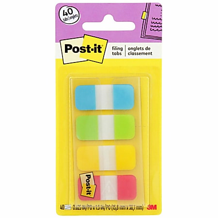 Post-it Tabs, .625 in. x 1.5 in., Pack of 40 Tabs