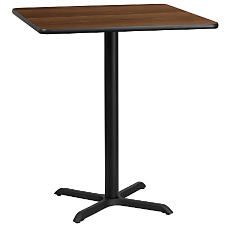 Flash Furniture Square Laminate Table Top With Bar Height Table Base, 43-3/16”H x 36”W x 36”D, Walnut