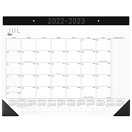 At-A-GLANCE® Contemporary Academic Monthly Desk Calendar, 21-3/4” x 17”, July 2022 To June 2023, AY24X00