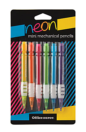 Office Depot Brand Mini Mechanical Pencils 0.7 mm Assorted Barrel Colors Pack Of 6 Office Depot
