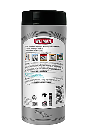 Weiman Stainless Steel Wipes 7 x 8 Canister Of 30 - Office Depot
