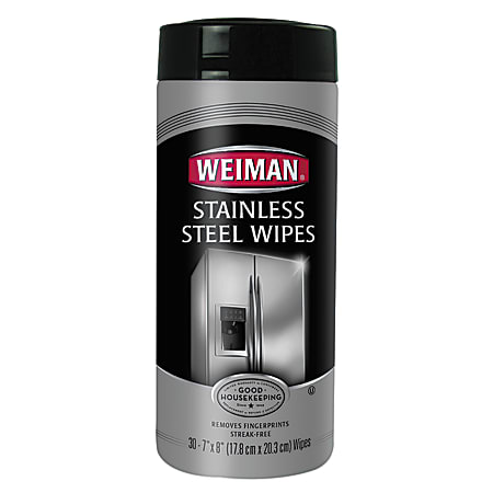 Weiman® Stainless Steel Wipes, 7&quot; x 8&quot;, Canister