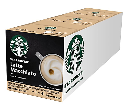Starbucks® Nescafe® Dolce Gusto® Single-Serve Coffee Freshpacks, Latte Macchiato, Carton Of 36, 3 x 12 Per Box