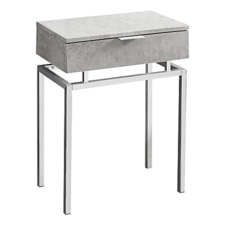 Monarch Specialties Accent Table, Rectangular, Gray Cement/Chrome