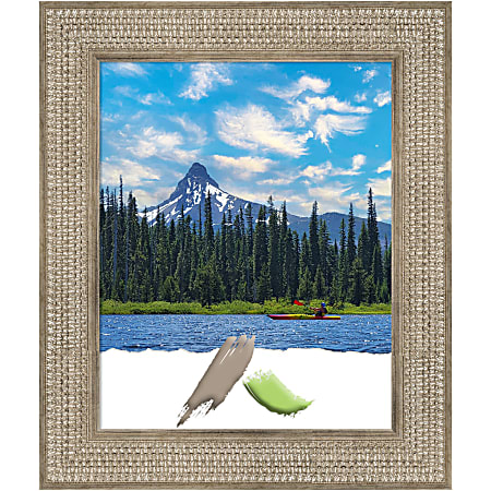 Amanti Art Wood Picture Frame, 22" x 26", Matted For 16" x 20", Trellis Silver