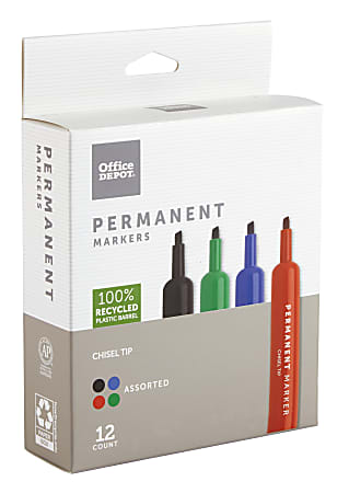 Office Depot Brand Permanent Markers Chisel Point 100percent Recycled Red  Ink Pack Of 12 - Office Depot