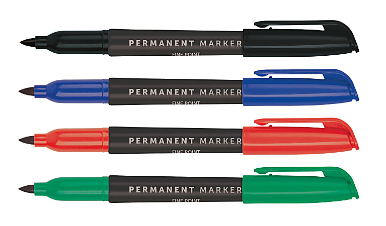 Office Depot Brand Permanent Markers Fine Point 100 Recycled Plastic Barrel Assorted Ink Colors Pack Of 5