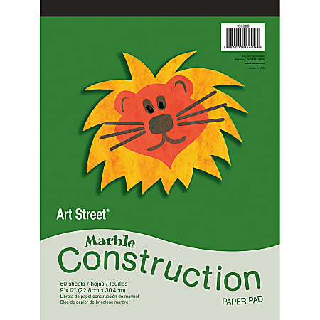 Art Street® Construction Paper, 9" x 12", 100% Recycled, Marble Assorted, Pad Of 50 Sheets
