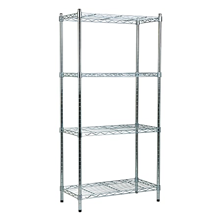 Mind Reader Metal Adjustable Storage Shelves, 4-Tier, 48"H x 11-3/4"W x 23-1/2"L, Silver