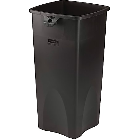 Rubbermaid Commercial Untouchable Square Container - 23 gal Capacity - Square - Durable, Crack Resistant - 32.9" Height x 16.5" Width x 15.5" Depth - Plastic - Black - 3 / Carton