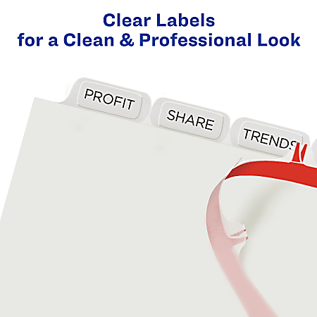Printable Easy Peel Clear Labels Index Maker 75501 Avery 8-Tab Sheet Protectors Dividers White Tabs 1 Set 