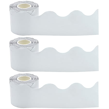 Teacher Created Resources Scalloped Border Trim, White, 50' Per Roll, Pack Of 3 Rolls