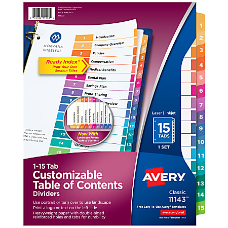 Avery Insertable Tabs Printable Inserts Acid-Free, 25 Tabs (16241