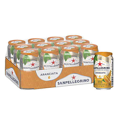 SANPELLEGRINO® Italian Sparkling Fruit Beverage, 11.15 Oz, Aranciata (Orange), Pack Of 12