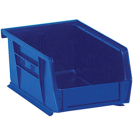 Partners Brand Plastic Stack & Hang Bin Boxes, Small Size, 7 3/8" x 4 1/8" x 3", Blue, Pack Of 24