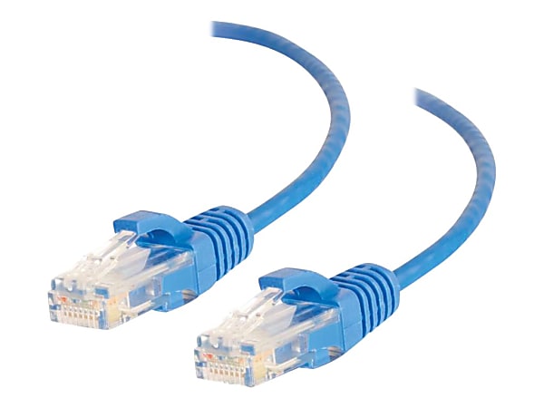 C2G 6ft Cat6 Ethernet Cable - Slim - Snagless Unshielded (UTP) - Blue - Slim Category 6 for Network Device - RJ-45 Male - RJ-45 Male - 6ft - Blue