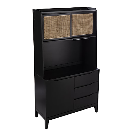 Southern Enterprises Carondale 38"W Tall Buffet Cabinet With Storage, Black/Natural