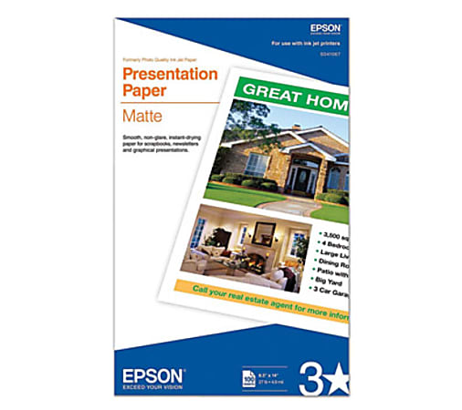 Epson Premium Presentation Paper Letter Size 8 12 x 11 Pack Of 50 Sheets 44  Lb White - Office Depot
